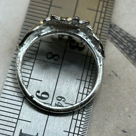 Sunflower Ring Marked 925 Sterling Silver Yellow Gold Overlay Flower Size 5.5 - Picture 5 of 12